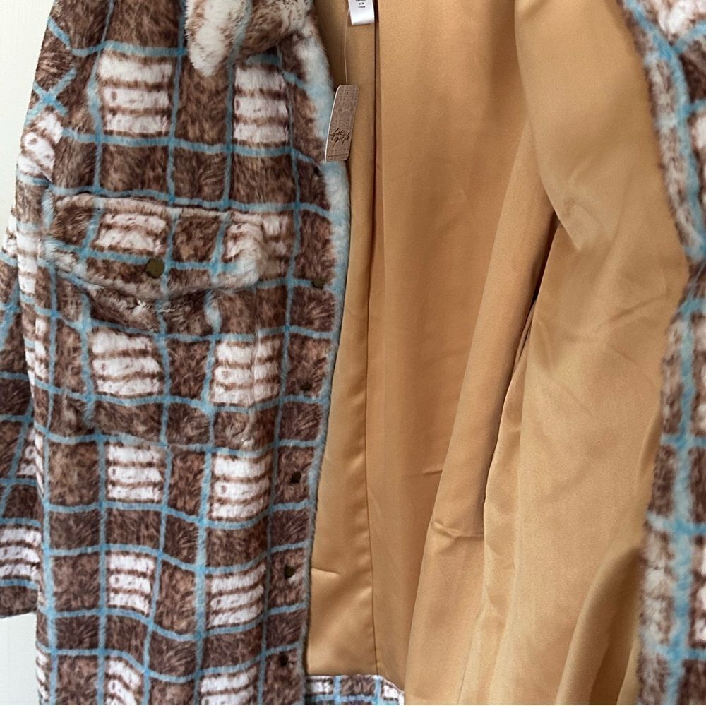 Hutch for Free People Plaid Faux Fur Shirt Jacket, Large - Picture 8 of 13